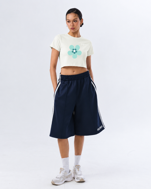 Aqua Bloom Crop Tee