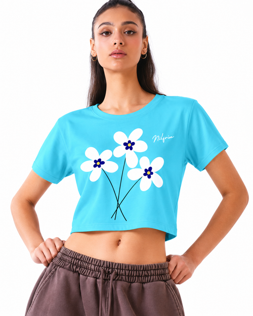 Blue Floral Bloom Crop Top