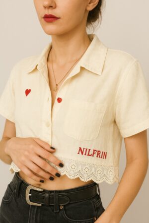 Classic Collar Lace Crop Shirt